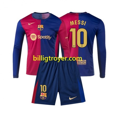 Billige Fotballdrakter FC Barcelona Lionel Messi 10 Barn Hjemmedraktsett 2024/25 Langermet